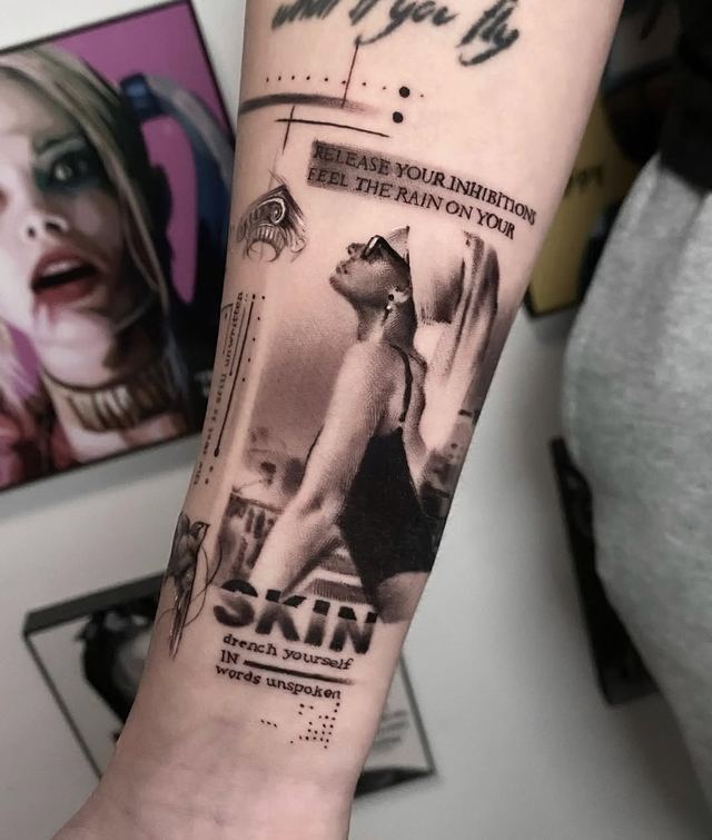 Collage forearm – tattoo by DMTcollective, Karmiel