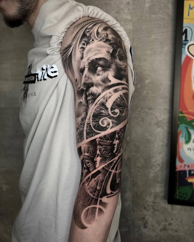 Greek god sleeve – DMTcollective tattoo