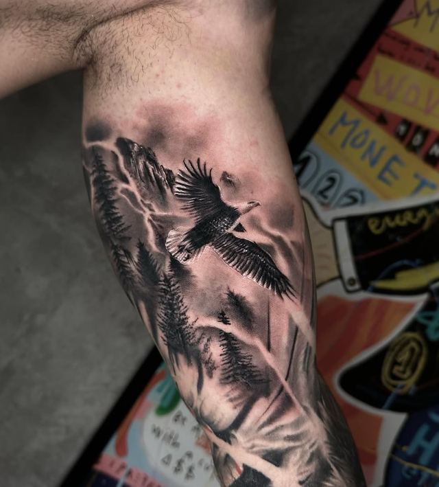 Inner arm eagle – tattoo by DMTcollective, Karmiel