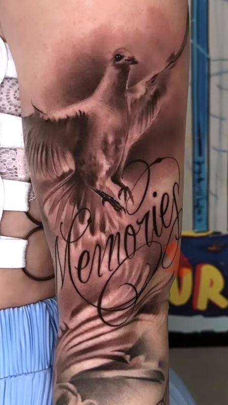 Memories dove – tattoo by DMTcollective, Karmiel
