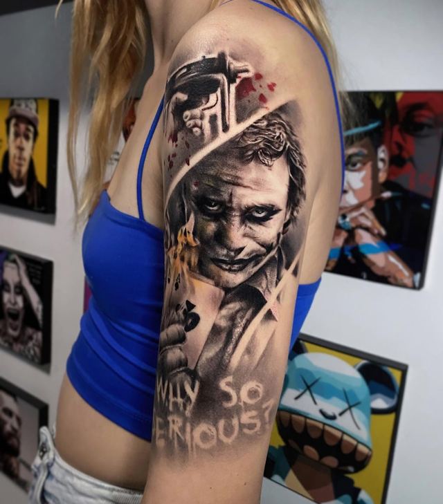Why So Serious: Joker shoulder – DMTcollective tattoo